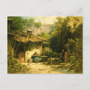 Strickender Einsiedler - Spitzweg Postkarte