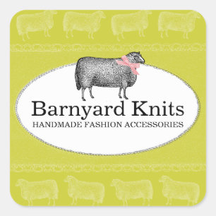 Strickender Häkelarbeitaufkleber 2 der Quadratischer Aufkleber