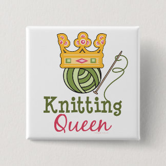 Strickender Königin-Knopf Button