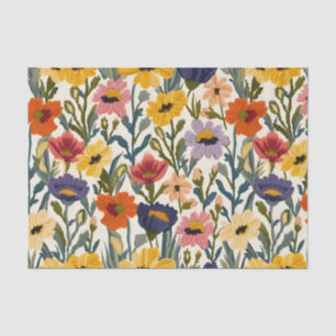 Strickendes botanisches Muster Pastell-Farben im V Seidenpapier