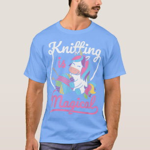 Strickendes Einhorn-Slogan-Garn Frauen Grafik  T-Shirt