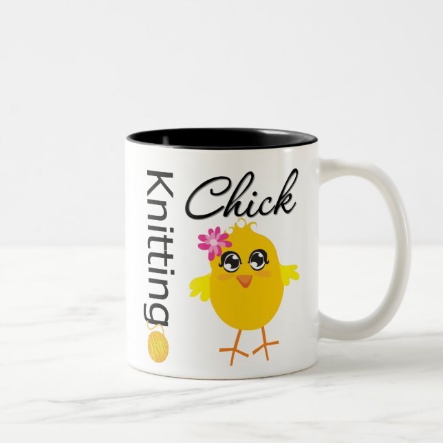 Strickendes Küken Zweifarbige Tasse (Rechts)