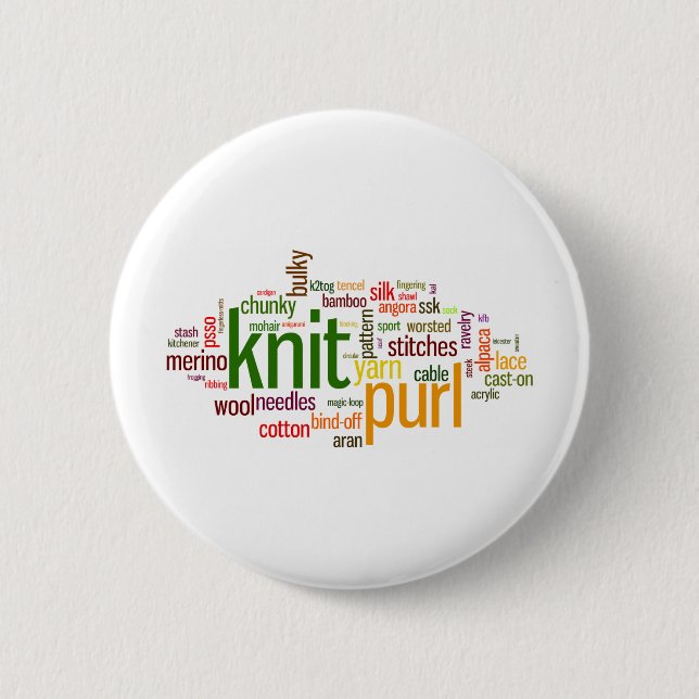 Strickendes Lexikon - Wörter für Stricker!  Strick Button (Vorderseite)