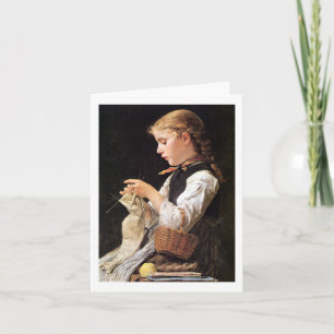 Strickendes Mädchen strickendes Mädchen Karte