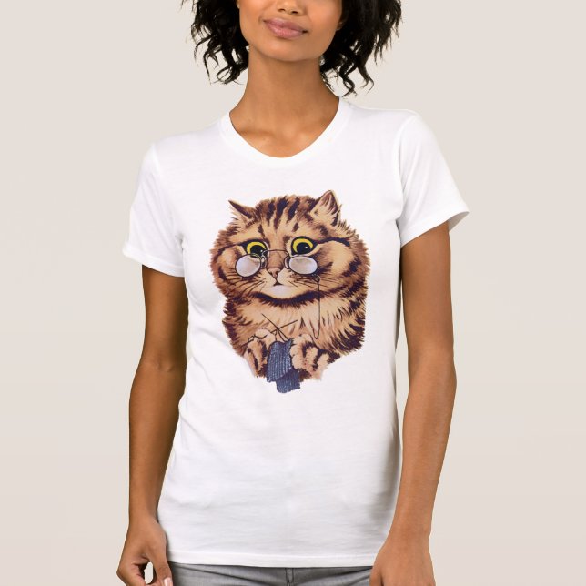 Strickendes verrücktes Katzen-T-Shirt T-Shirt (Vorderseite)