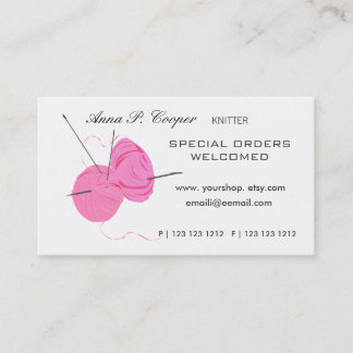 Stricker-rosa niedliche Garn-Bälle u. Nadeln Visitenkarte