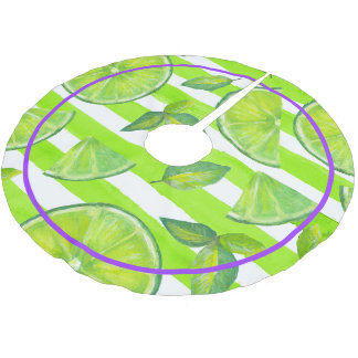 Strickfarben Limon und hell Lila Polyester Weihnachtsbaumdecke