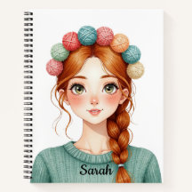 Strickgarn-Ball-Mädchen-Journal
