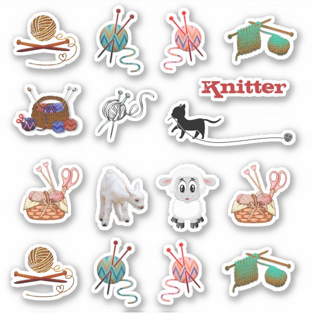Strickgarn Fiber Arts Scrapbook Shaped Stickers Aufkleber (Vorderseite)