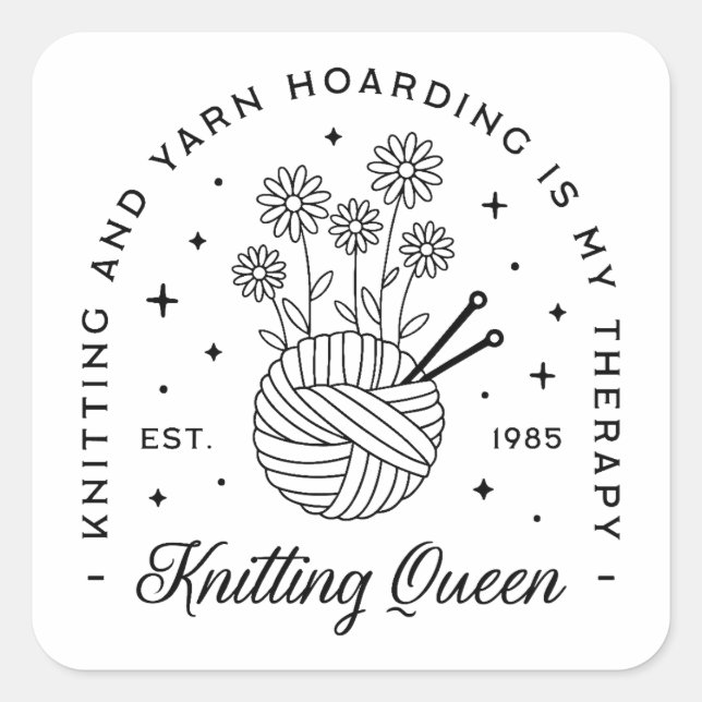 Strickgarnhöcker Quadratischer Aufkleber (Vorderseite)