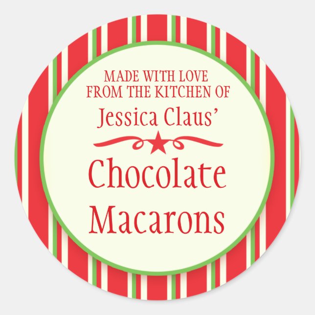Strickgrün-rote Kekse-Austausch Backgeschenkaufkle Runder Aufkleber (Vorderseite)