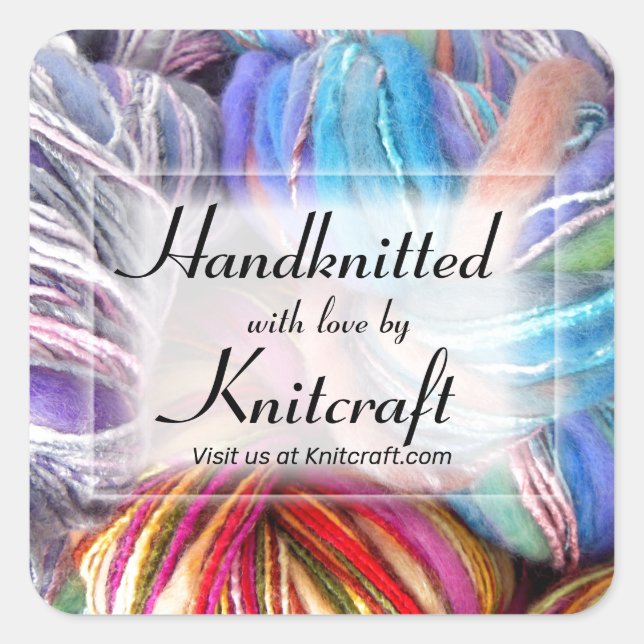 Strickhandwerk Quadratischer Aufkleber (Vorderseite)