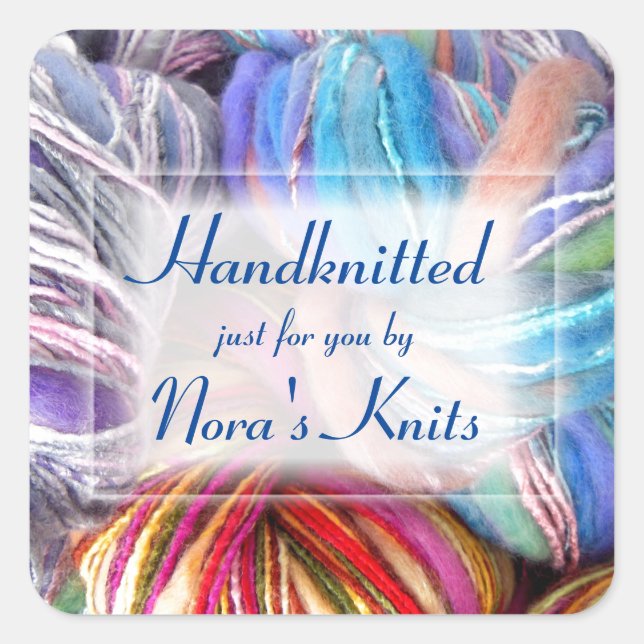 Strickhandwerk Quadratischer Aufkleber (Vorderseite)