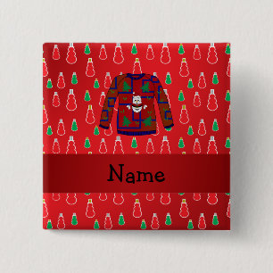 Strickjacke-Rot Snowmen des individuellen Namens Button