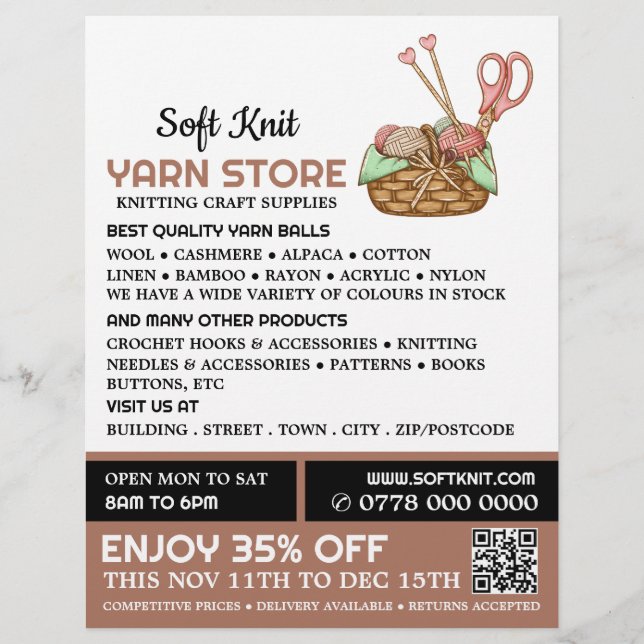 Strickkorb, Knitter Store, Garnspeicher Flyer (Vorne)