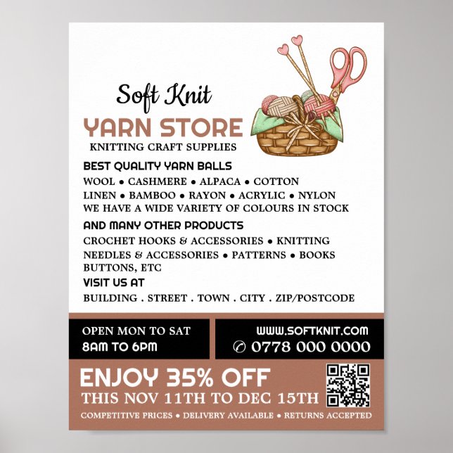 Strickkorb, Knitter Store, Garnspeicher Poster (Vorne)