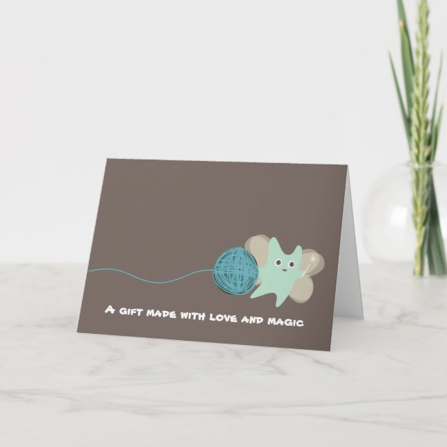 Strickmärchen niedliches Monster fliegend... Karte (Vorderseite)