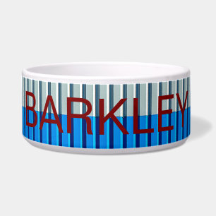Strickmetall-Look Pet Bowl mit BARKLEY Text Napf