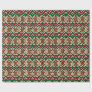 Strickmuster für Weihnachtsmann aus Lebkuchen Geschenkpapier