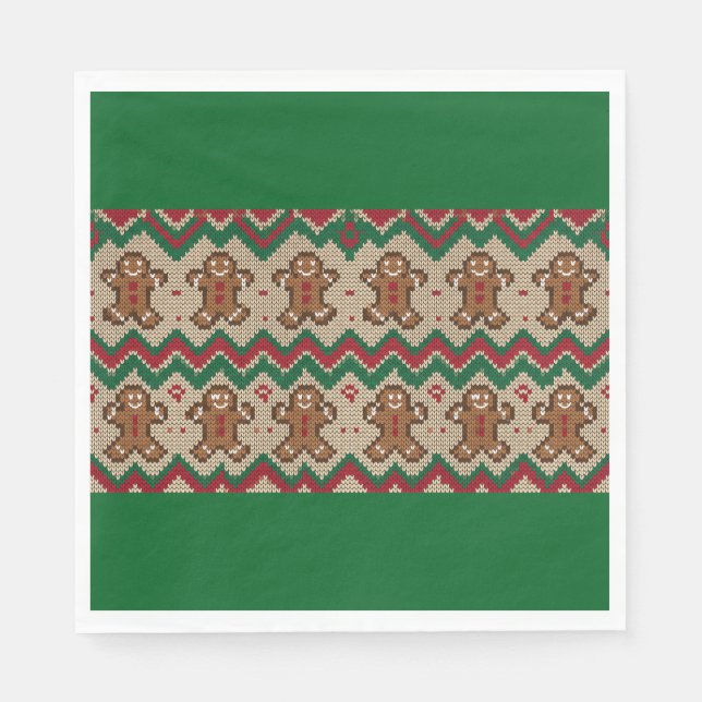 Strickmuster für Weihnachtsmann aus Lebkuchen  Serviette (Vorderseite)