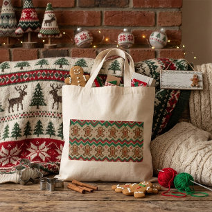 Strickmuster für Weihnachtsmann aus Lebkuchen Tragetasche