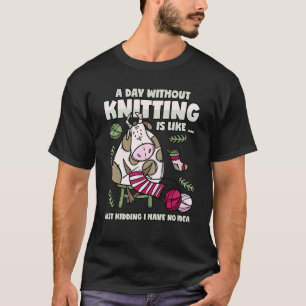 Strickmuster Spruch Strickkuh Urbanes Stricken T-Shirt