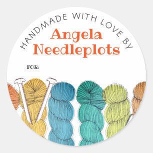 Stricknadeln aus gezogenem Garn, handgefertigt Runder Aufkleber