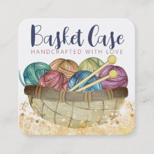 Stricknadeln aus Strickgarn Quadratische Visitenkarte