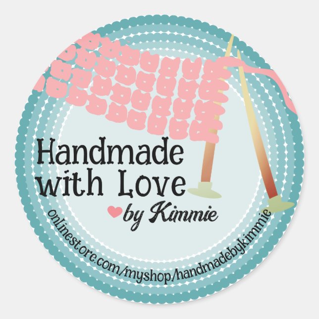 Stricknadeln aus Strickstricken Runder Aufkleber (Vorderseite)