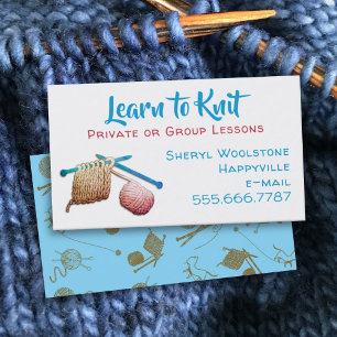 Stricknadeln Garn Strickunterricht lernen Visitenkarte