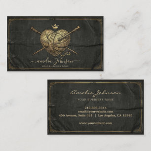 Stricknadeln Herz Häkeln Handarbeit Vintage Visitenkarte