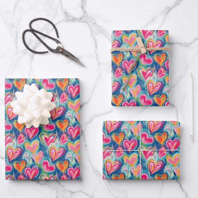 Strickpapier für gestrichene Herzen - Flachblatt-S Geschenkpapier Set (Vorderseite)