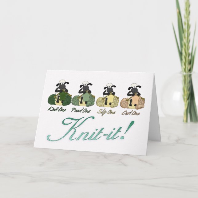 Strickschaf Grußkarte - Strick-It! Karte (Vorderseite)