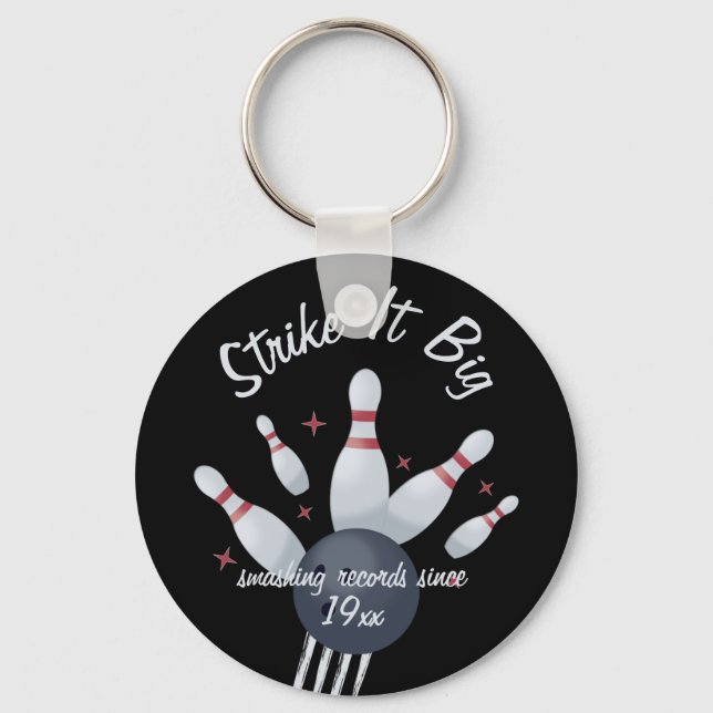 Strickte es groß - Bowling Ball zerschmettert in B Schlüsselanhänger (Vorderseite)