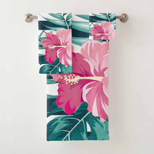 Strickte exotische Blume Sommerdesign Badhandtuch Set (Insitu)