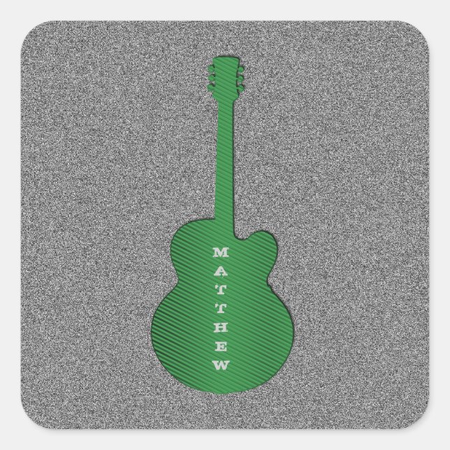 Strickte Gitarren-Aufkleber, grüne Quadratischer Aufkleber (Vorderseite)