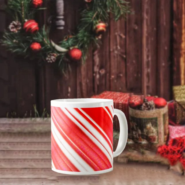 Strickte Leckereien Jumbo-Tasse (This Striped Treats Giant Coffee Mug reminds us of Christmas candy in stocking gifts.)