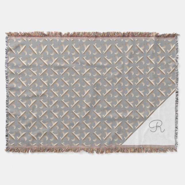 Strickte Lilie Muster Mit Monogramm Decke (Vorderseite)