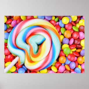Strickte Lollipop und farbenfrohe Smarties Poster