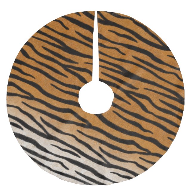 Strickte Tiger Fur realistische exotische Tierausd Polyester Weihnachtsbaumdecke (Vorderseite)