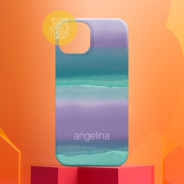 Strickter Lila und Aquamariner Individuelle Name Case-Mate iPhone Hülle (Personalized Phone Case - Many Device Styles to Choose From)