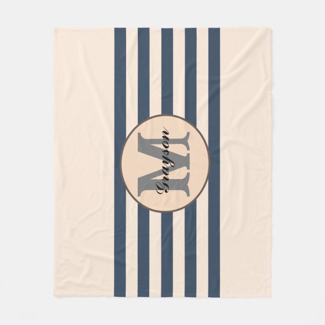 Strickter Name des Babys in Monogramm Fleecedecke (Vorderseite)