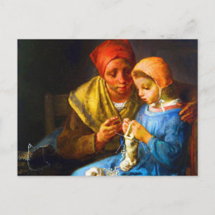 Strickunterricht von Jean-François Millet Postkarte
