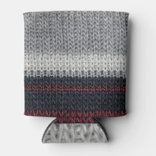 Strickwolle: rote, weiße Streifen. Dosenkühler