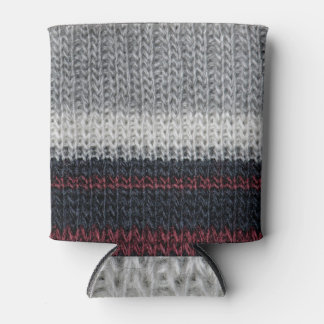 Strickwolle: rote, weiße Streifen. Dosenkühler