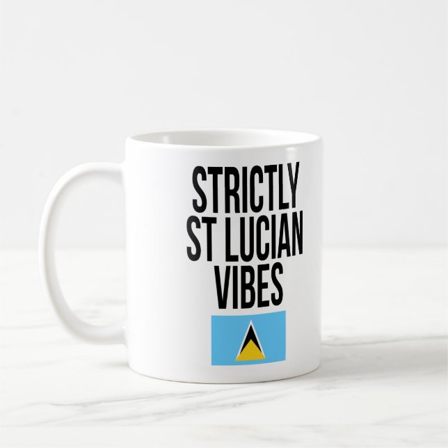 Strictly St Lucian Vibes Saint Lucia Flag Kaffeetasse (Links)