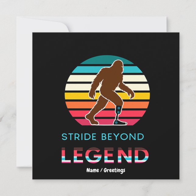 Stride Beyond Legend Sasquatch Amputee Vintage  Einladung (Vorderseite)