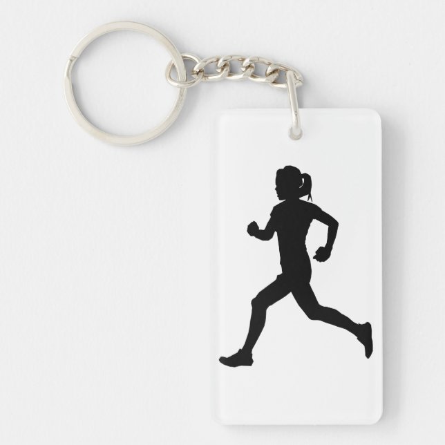 Stride in Grace: Marathon-Silhouette für Frauen Schlüsselanhänger (Vorderseite)