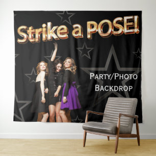 Strike a Pose Party 90er Jahre Sternenhintergrund Wandteppich