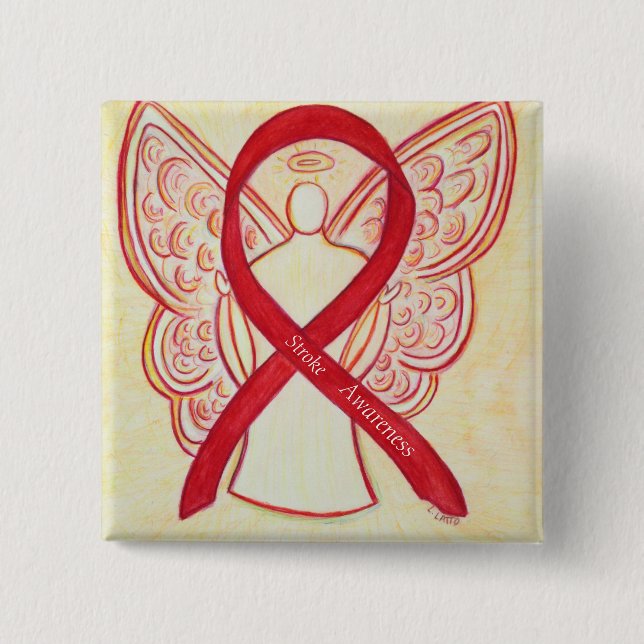 Strike Awareness Red Ribbon Angel Custom Art Butto Button (Vorderseite)